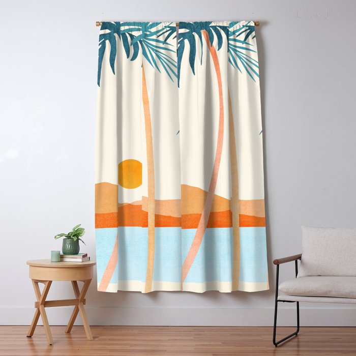 Palm Island Sunset Landscape Window Curtain Gallery Image 5