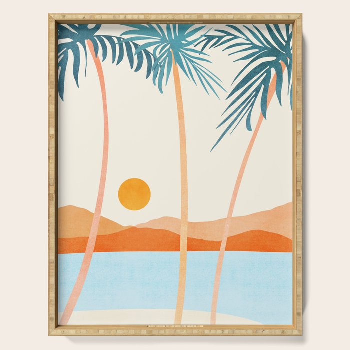 Palm Island Sunset Landscape Serving Tray Gallery Image 1