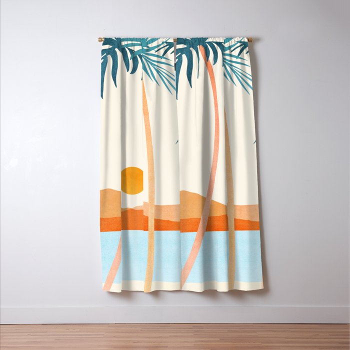 Palm Island Sunset Landscape Window Curtain Gallery Image 3