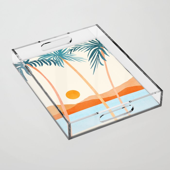 Palm Island Sunset Landscape Acrylic Tray Gallery Image 1