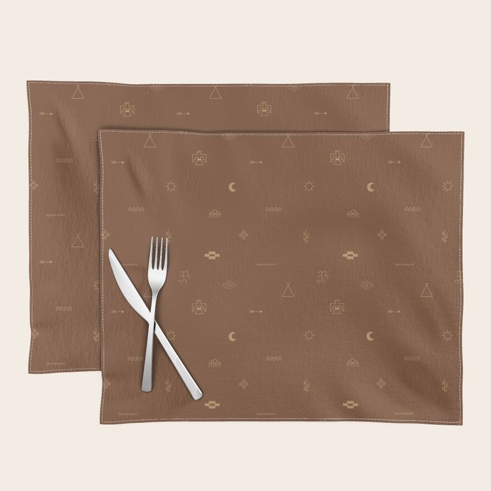 Southwestern Symbolic Pattern in Rust & Tan Placemat Gallery Image 1