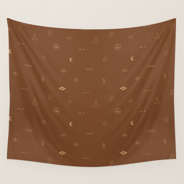 Southwestern Symbolic Pattern in Rust & Tan Wall Tapestry Gallery Image 4