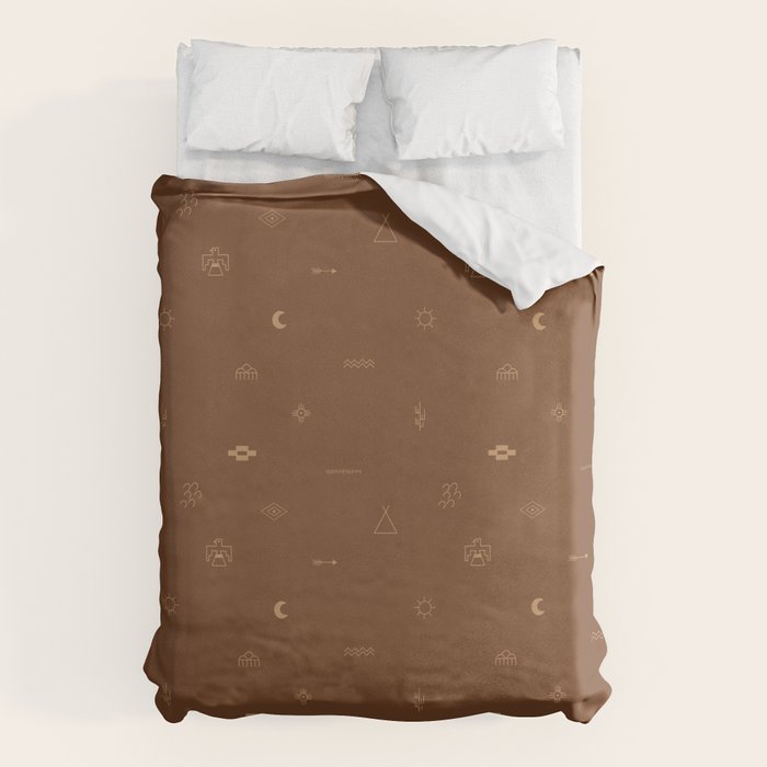 Southwestern Symbolic Pattern in Rust & Tan Duvet Cover Gallery Image 6