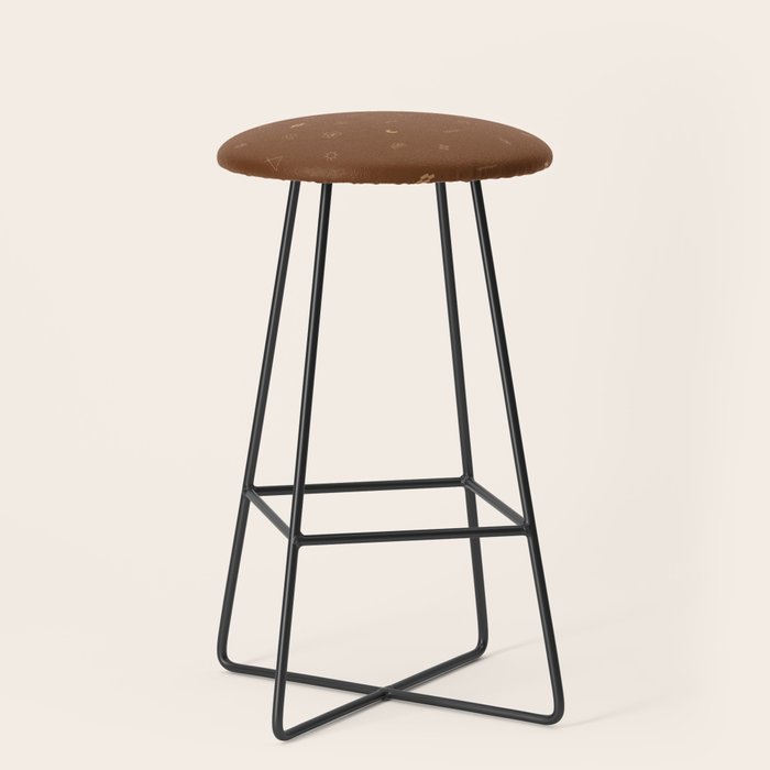 Southwestern Symbolic Pattern in Rust & Tan Stool Gallery Image 1