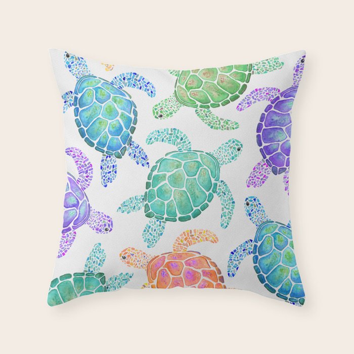 Sea Turtle - Colour Throw Pillow Gallery Image 6