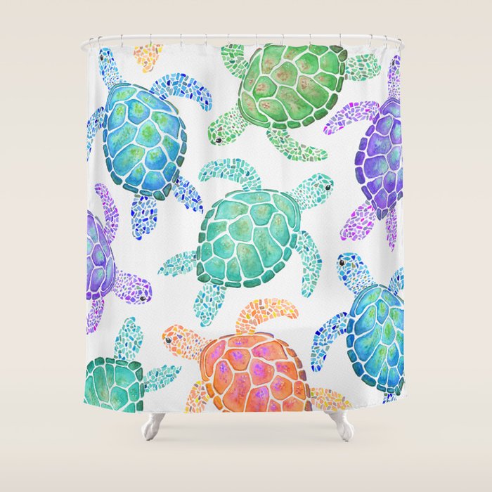 Sea Turtle - Colour Shower Curtain Gallery Image 1