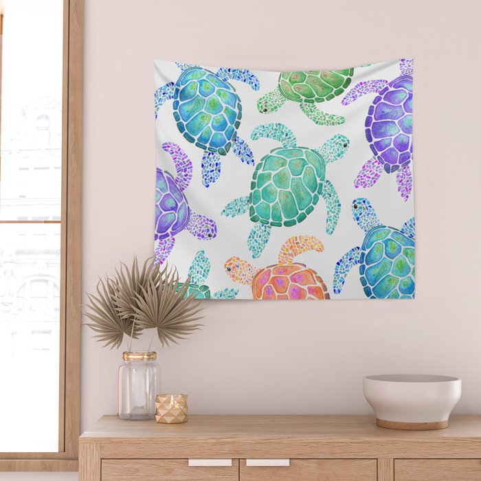 Sea Turtle - Colour Wall Tapestry Gallery Image 2