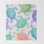 Sea Turtle - Colour Throw Blanket Gallery Image 2