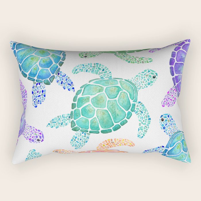 Sea Turtle - Colour Rectangular Pillow Gallery Image 1