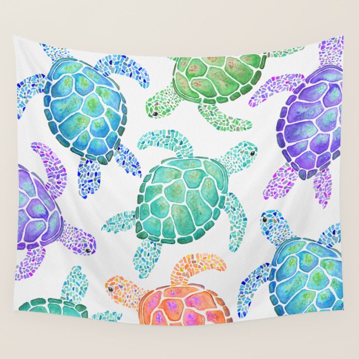 Sea Turtle - Colour Wall Tapestry Gallery Image 4