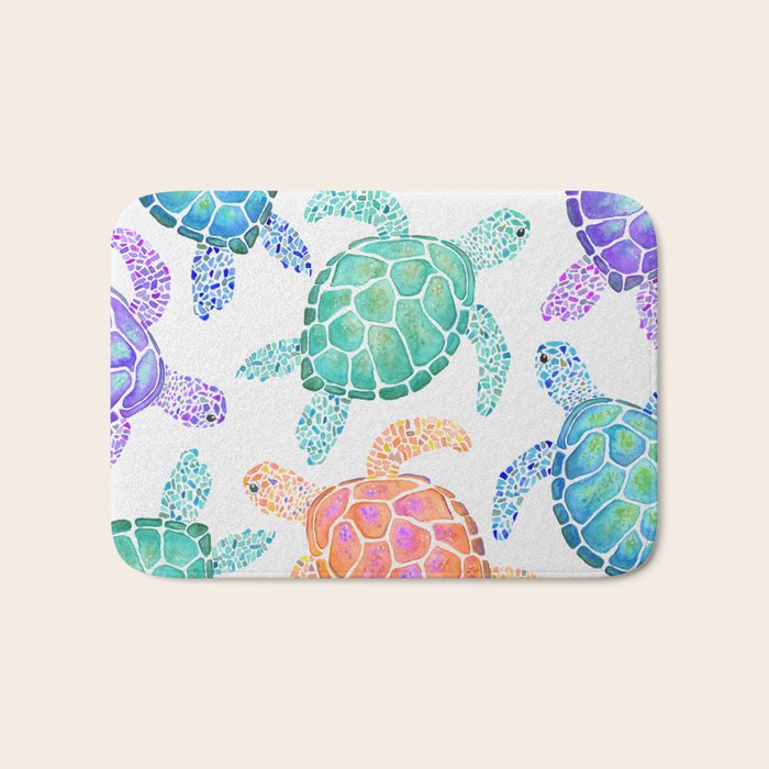 Sea Turtle - Colour Bath Mat Gallery Image 1