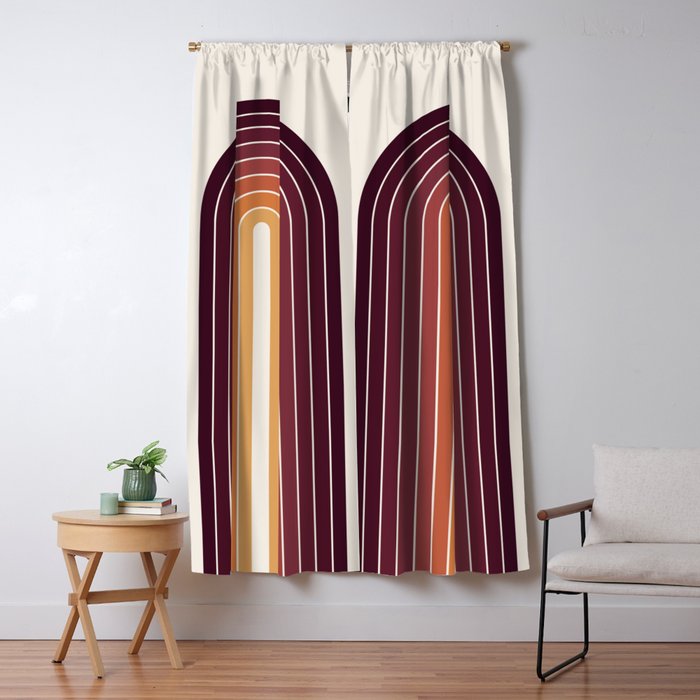 Gradient Arch III Warm Sunset Mid Century Modern Rainbow Window Curtain Gallery Image 5