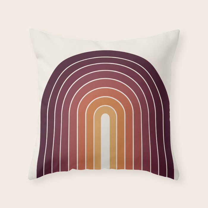 Gradient Arch III Warm Sunset Mid Century Modern Rainbow Throw Pillow Gallery Image 6
