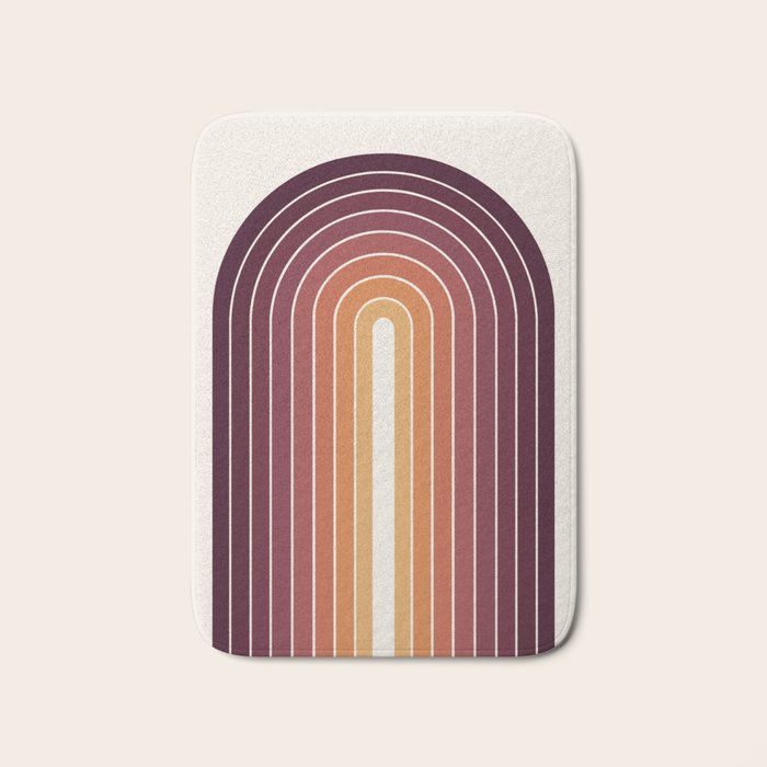 Gradient Arch III Warm Sunset Mid Century Modern Rainbow Bath Mat Gallery Image 1