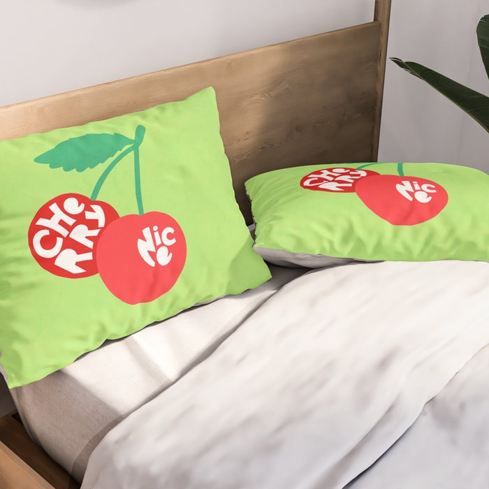 Big fruit Cherry duo with fun pun 'Cherry Nice'  Pillow Sham Gallery Image 2