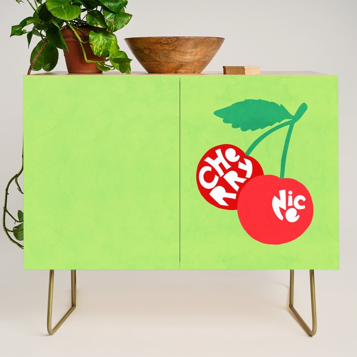 Big fruit Cherry duo with fun pun 'Cherry Nice'  Credenza Gallery Image 1