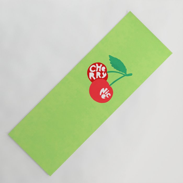 Big fruit Cherry duo with fun pun 'Cherry Nice'  Yoga Mat Gallery Image 1