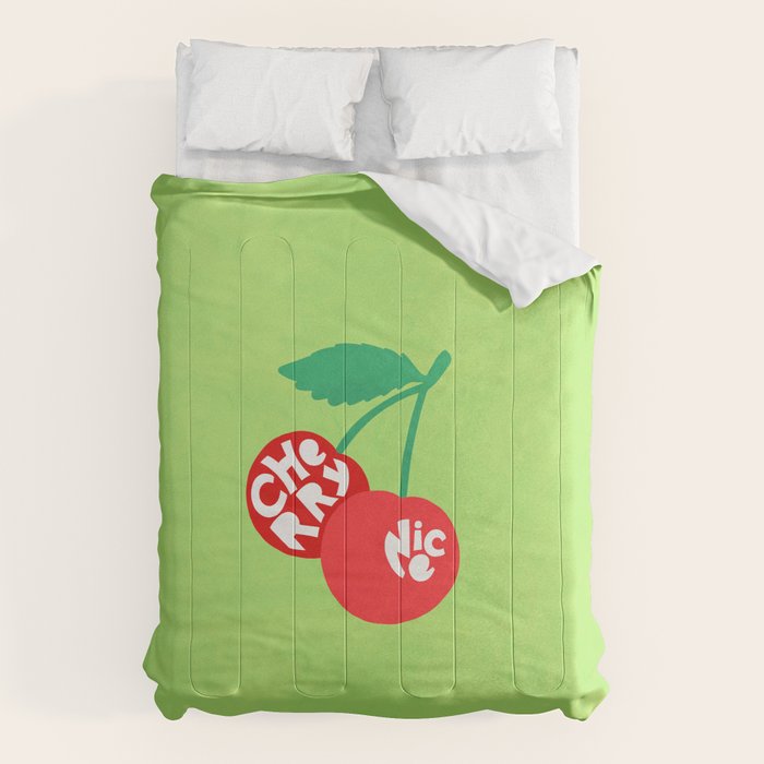Big fruit Cherry duo with fun pun 'Cherry Nice'  Comforter Gallery Image 6