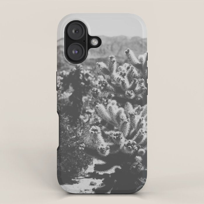 Cholla Cactus Garden (Black + White) iPhone Case Gallery Image 1