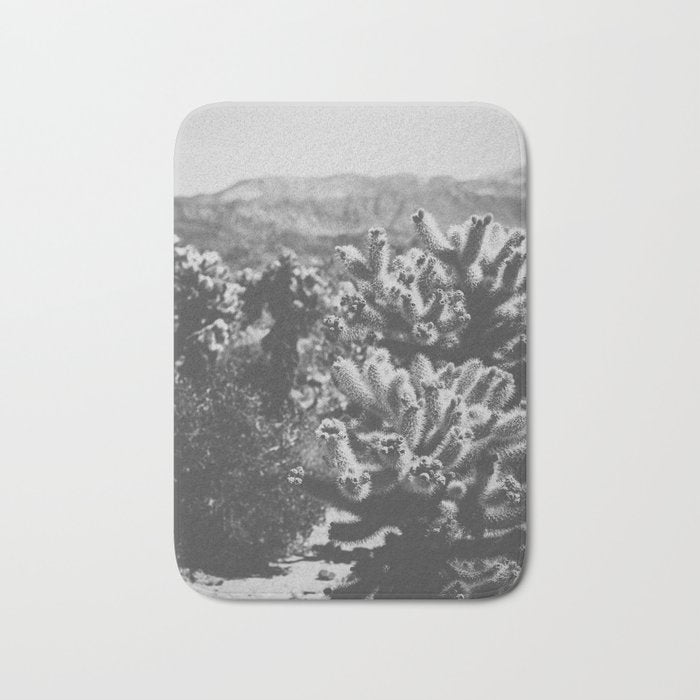 Cholla Cactus Garden (Black + White) Bath Mat Gallery Image 1
