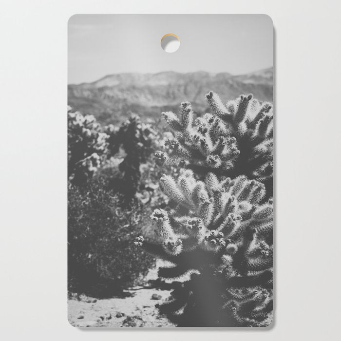 Cholla Cactus Garden (Black + White) Cutting Board Gallery Image 1