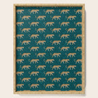leopards walking - teal Serving Tray Gallery Image 1