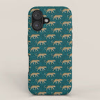 leopards walking - teal iPhone Case Gallery Image 1