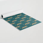 leopards walking - teal Yoga Mat Gallery Image 2