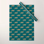 leopards walking - teal Wrapping Paper Gallery Image 1