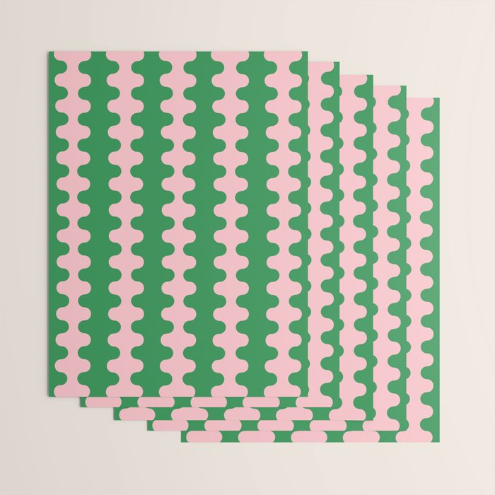 Bold Fun Ogee A-Go-Go Vertical Stripes Pop Pattern in Green and Pink Wrapping Paper Gallery Image 3