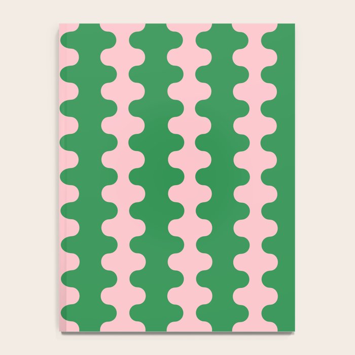 Bold Fun Ogee A-Go-Go Vertical Stripes Pop Pattern in Green and Pink Notebook Gallery Image 4