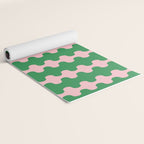 Bold Fun Ogee A-Go-Go Vertical Stripes Pop Pattern in Green and Pink Yoga Mat Gallery Image 2