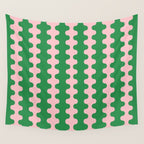 Bold Fun Ogee A-Go-Go Vertical Stripes Pop Pattern in Green and Pink Wall Tapestry Gallery Image 4