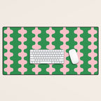 Bold Fun Ogee A-Go-Go Vertical Stripes Pop Pattern in Green and Pink Desk Mat Gallery Image 1