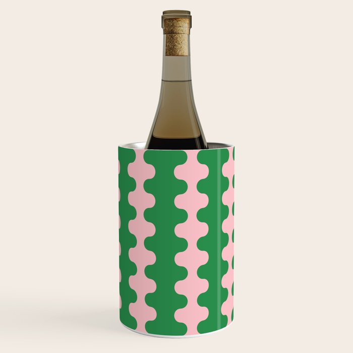 Bold Fun Ogee A-Go-Go Vertical Stripes Pop Pattern in Green and Pink Wine Chiller Gallery Image 3