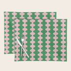 Bold Fun Ogee A-Go-Go Vertical Stripes Pop Pattern in Green and Pink Placemat Gallery Image 1