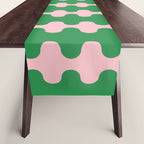 Bold Fun Ogee A-Go-Go Vertical Stripes Pop Pattern in Green and Pink Table Runner Gallery Image 1
