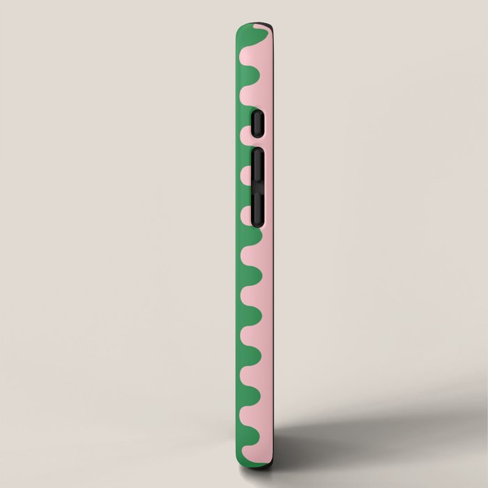 Bold Fun Ogee A-Go-Go Vertical Stripes Pop Pattern in Green and Pink iPhone Case Gallery Image 2