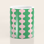 Bold Fun Ogee A-Go-Go Vertical Stripes Pop Pattern in Green and Pink Coffee Mug Gallery Image 4