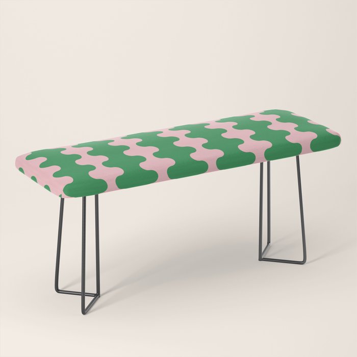 Bold Fun Ogee A-Go-Go Vertical Stripes Pop Pattern in Green and Pink Bench Gallery Image 1