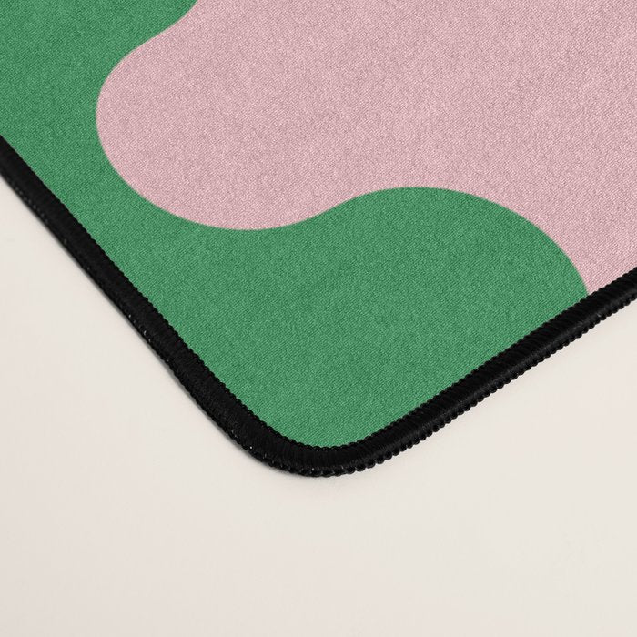 Bold Fun Ogee A-Go-Go Vertical Stripes Pop Pattern in Green and Pink Desk Mat Gallery Image 4