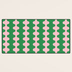 Bold Fun Ogee A-Go-Go Vertical Stripes Pop Pattern in Green and Pink Desk Mat Gallery Image 3