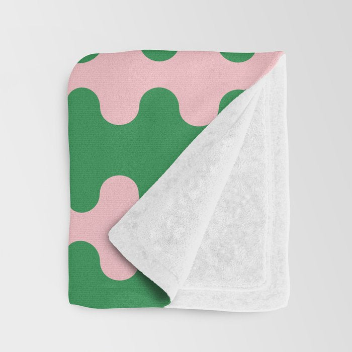 Bold Fun Ogee A-Go-Go Vertical Stripes Pop Pattern in Green and Pink Throw Blanket Gallery Image 3