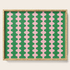 Bold Fun Ogee A-Go-Go Vertical Stripes Pop Pattern in Green and Pink Serving Tray Gallery Image 1