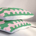 Bold Fun Ogee A-Go-Go Vertical Stripes Pop Pattern in Green and Pink Pillow Sham Gallery Image 3
