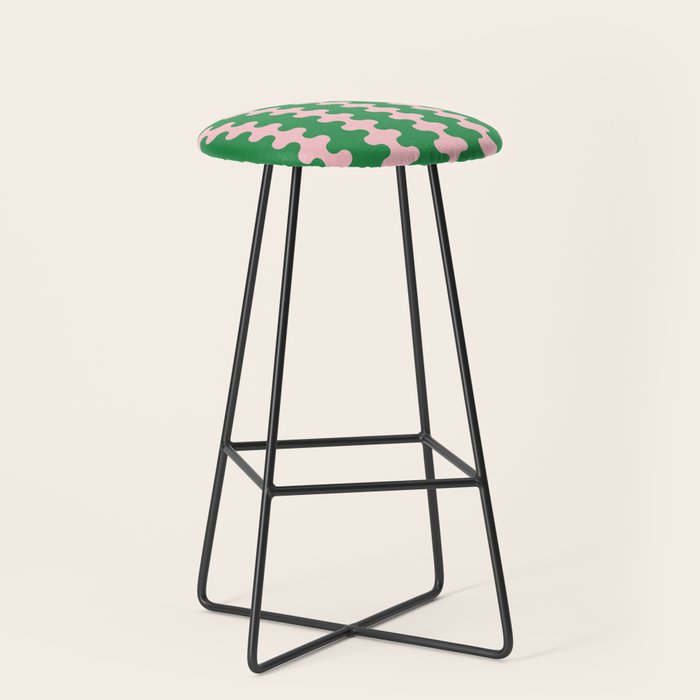 Bold Fun Ogee A-Go-Go Vertical Stripes Pop Pattern in Green and Pink Stool Gallery Image 1