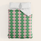 Bold Fun Ogee A-Go-Go Vertical Stripes Pop Pattern in Green and Pink Duvet Cover Gallery Image 6