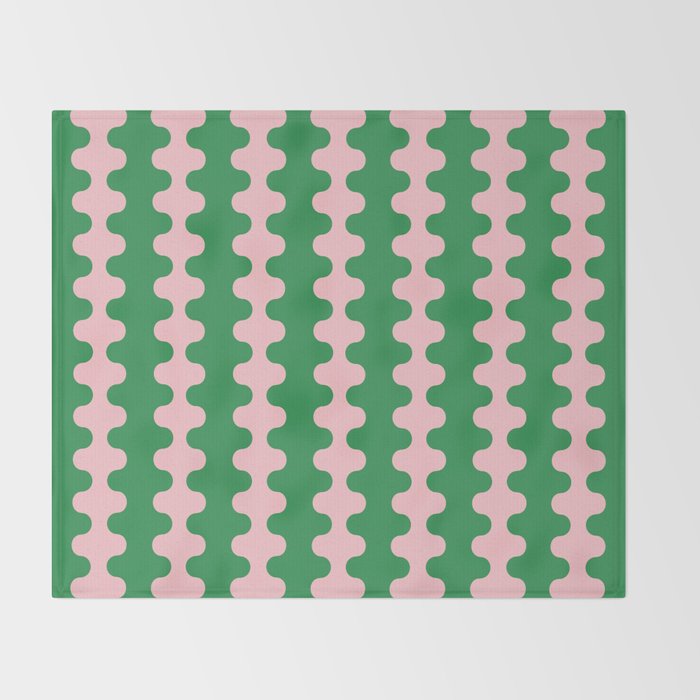 Bold Fun Ogee A-Go-Go Vertical Stripes Pop Pattern in Green and Pink Throw Blanket Gallery Image 2