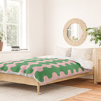 Bold Fun Ogee A-Go-Go Vertical Stripes Pop Pattern in Green and Pink Duvet Cover Gallery Image 2