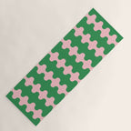Bold Fun Ogee A-Go-Go Vertical Stripes Pop Pattern in Green and Pink Yoga Mat Gallery Image 1